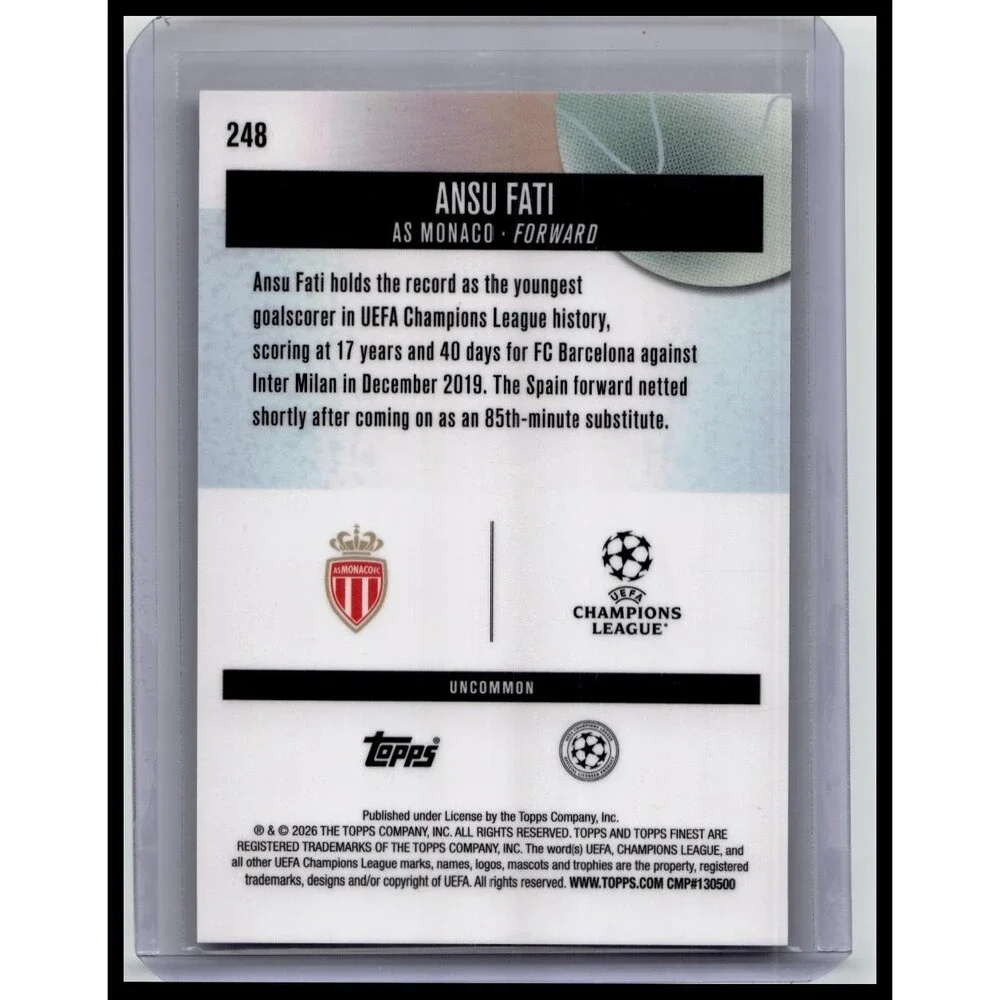 2025-26 Finest UEFA Ansu Fati #248 AS Monaco Orange Refractor #/20